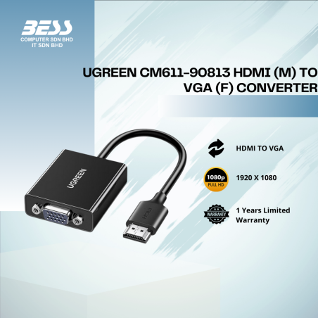 UGREEN CM611-90813 HDMI (M) TO VGA (F) CONVERTER