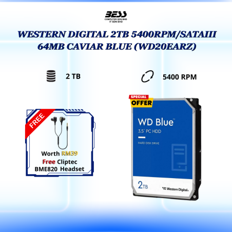 [PRE-ORDER] WESTERN DIGITAL 2TB 5400RPM/SATAIII 64MB CAVIAR BLUE
