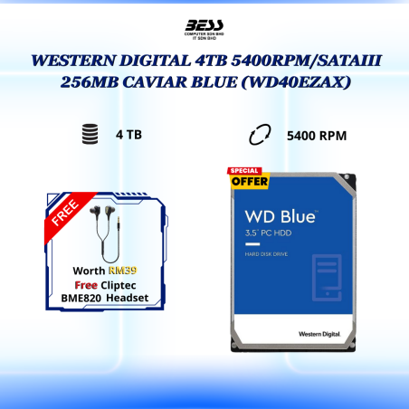 [PRE-ORDER] WESTERN DIGITAL 4TB 5400RPM/SATAIII 256MB CAVIAR BLUE