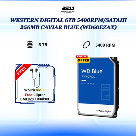 [PRE-ORDER] WESTERN DIGITAL 6TB 5400RPM/SATAIII 256MB CAVIAR BLUE