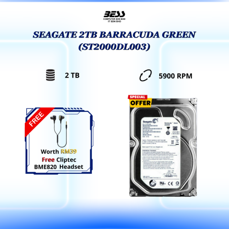 SEAGATE 2TB BARRACUDA GREEN HDD