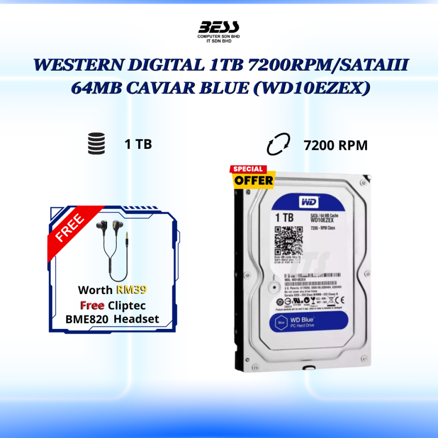 WESTERN DIGITAL 1TB 7200RPM/SATAIII 64MB CAVIAR BLUE HDD