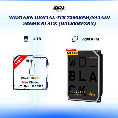 [PRE-ORDER] WESTERN DIGITAL 4TB 7200RPM/SATAIII 256MB BLACK