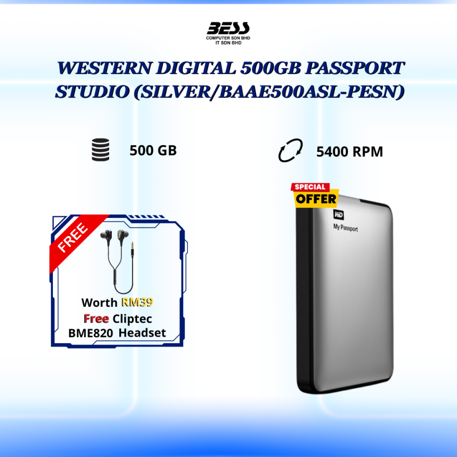 WESTERN DIGITAL 500GB PASSPORT STUDIO