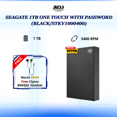SEAGATE ONE TOUCH WITH PASSWORD EXTERNAL HDD (1TB/2TB/4TB)