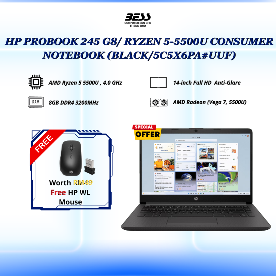 HP PROBOOK 245 G8/ RYZEN 5-5500U CONSUMER NOTEBOOK