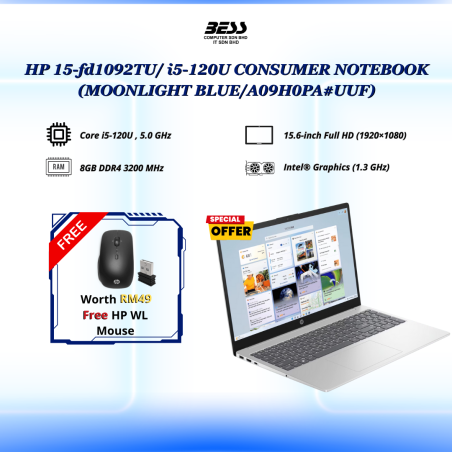 [PRE-ORDER] HP 15-fd1092TU/ i5-120U CONSUMER NOTEBOOK