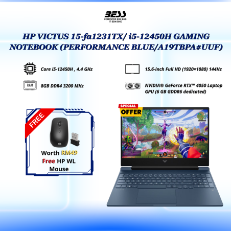 [PRE-ORDER] HP VICTUS 15-fa1231TX/ i5-12450H GAMING NOTEBOOK