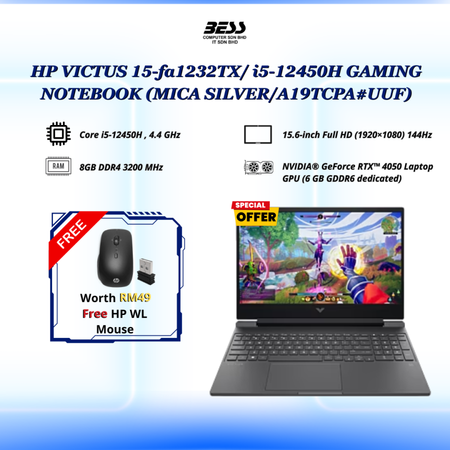 HP VICTUS 15-fa1232TX/ i5-12450H GAMING NOTEBOOK