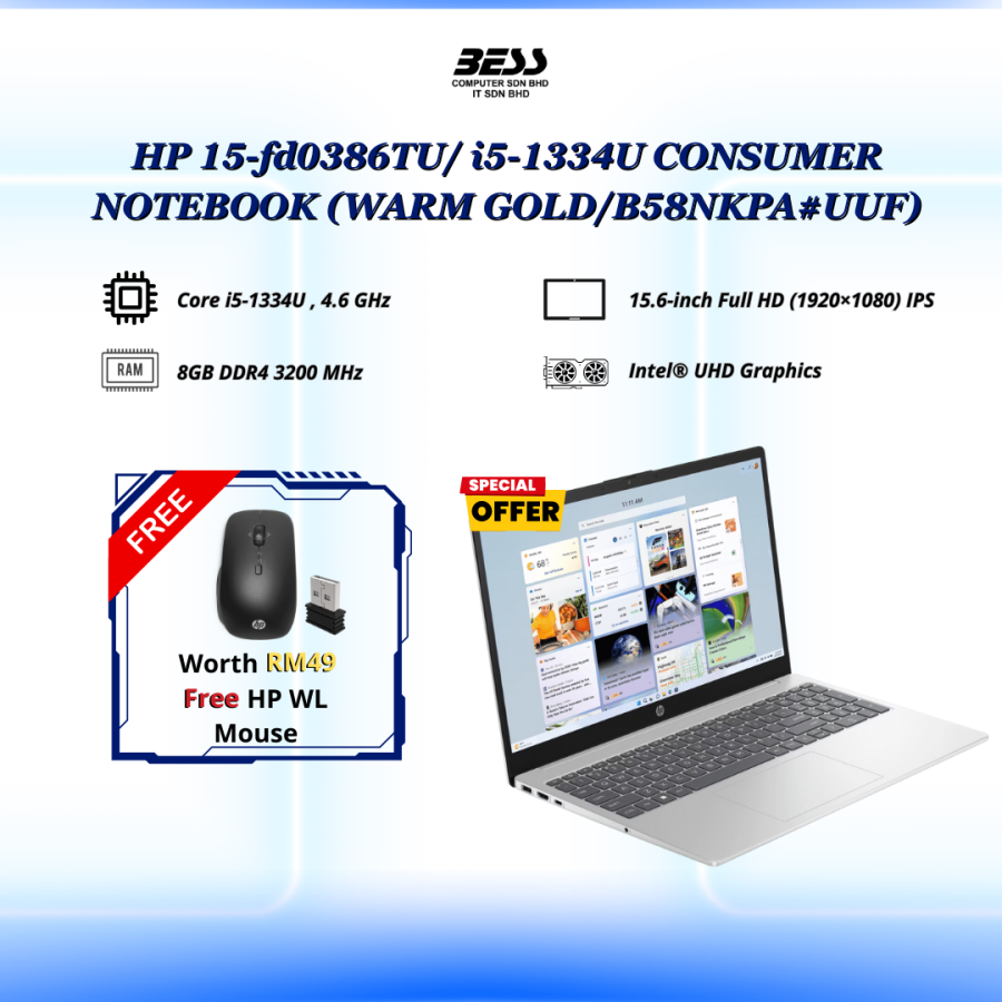 [PRE-ORDER] HP 15-fd0386TU/ i5-1334U CONSUMER NOTEBOOK