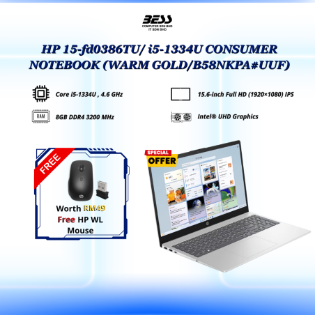 [PRE-ORDER] HP 15-fd0386TU/ i5-1334U CONSUMER NOTEBOOK