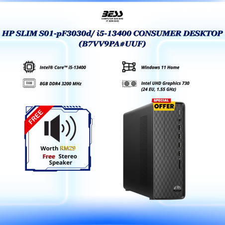 [PRE-ORDER] HP SLIM S01-pF3030d/ i5-13400 CONSUMER DESKTOP