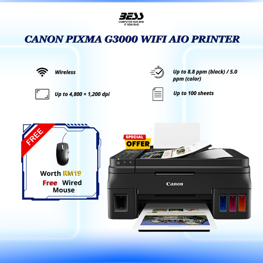 CANON PIXMA G3000 WIFI AIO PRINTER