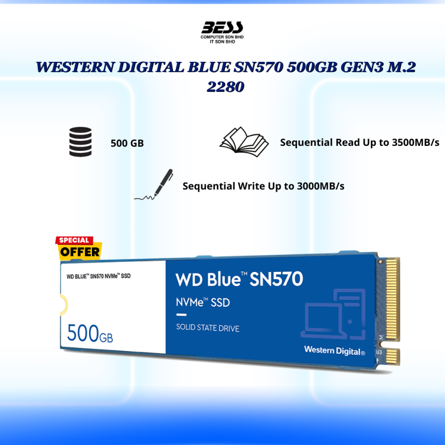 WESTERN DIGITAL BLUE SN570 500GB GEN3 M.2 2280