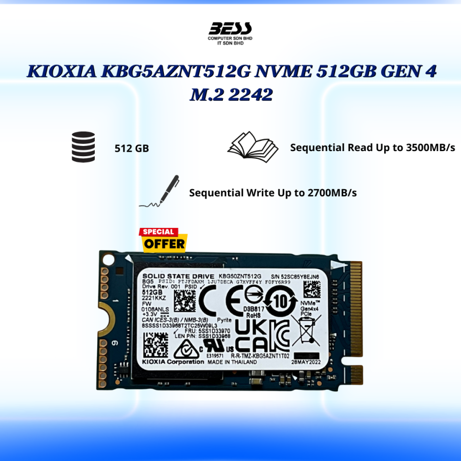 KIOXIA NVME 512GB GEN 4 M.2 2242