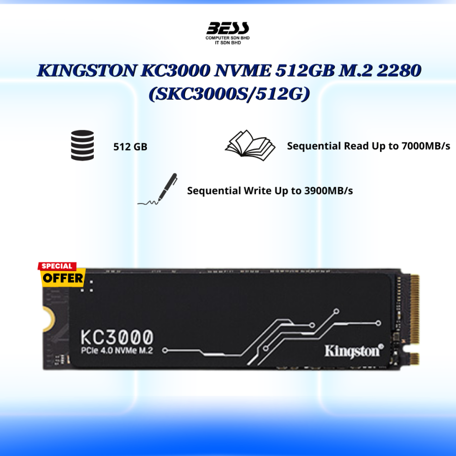 [PRE-ORDER] KINGSTON KC3000 NVME M.2 2280 (512GB/1024GB/2048GB/4096GB)