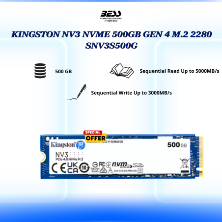 KINGSTON NV3 NVME GEN 4 M.2 2280 (500GB/1TB/2TB/4TB)
