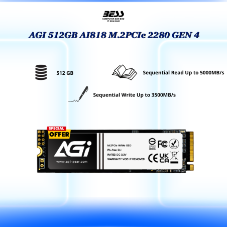 AGI AI818 M.2PCIe 2280 GEN 4 (512GB/1TB)