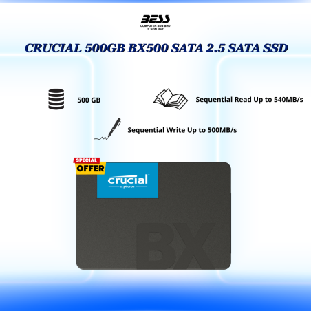 CRUCIAL 500GB BX500 SATA 2.5 SATA SSD