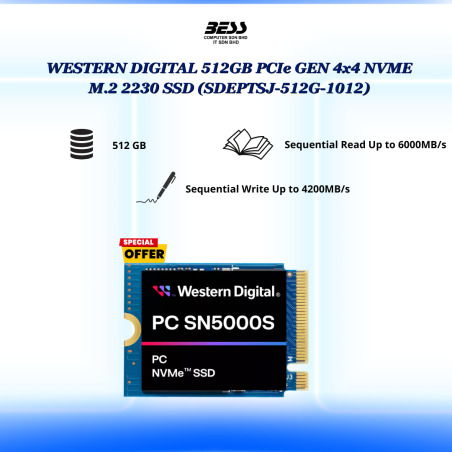 WESTERN DIGITAL 512GB PCIe GEN 4x4 NVME M.2 2230 SSD
