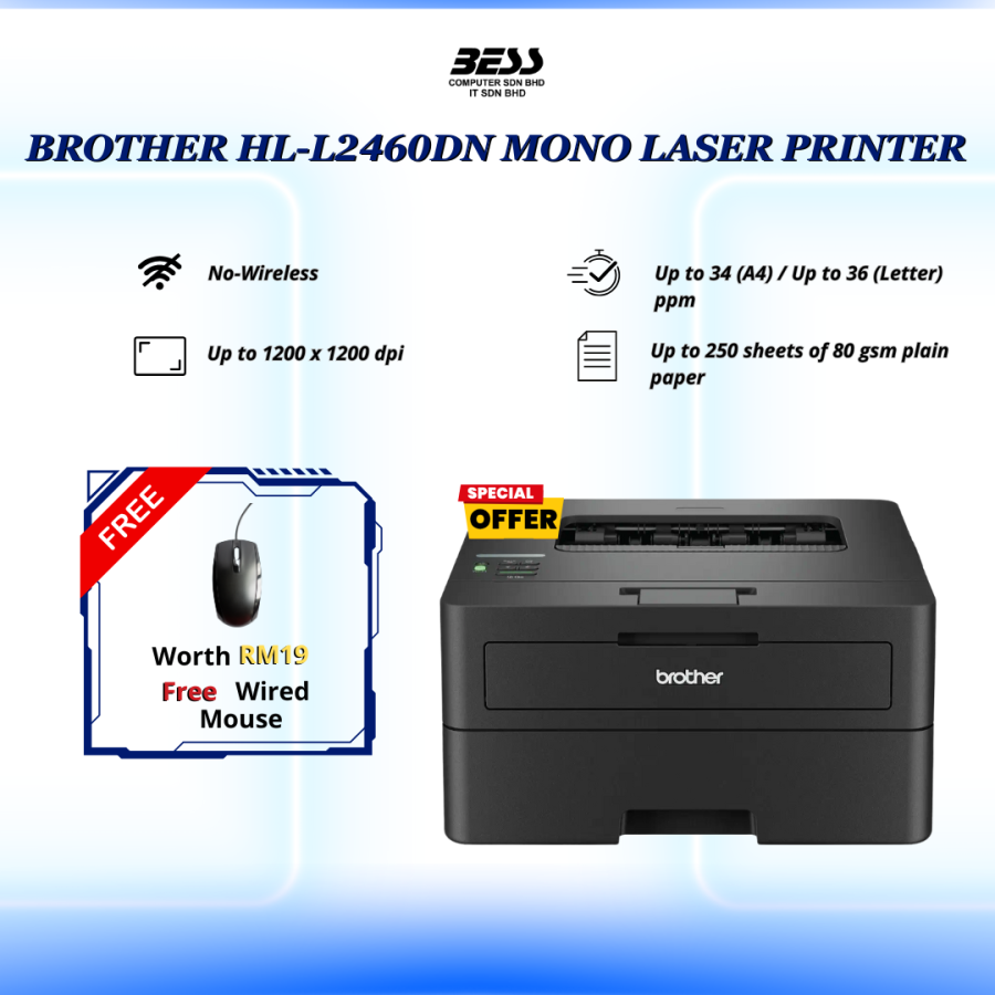 [PRE-ORDER] BROTHER HL-L2460DN MONO LASER PRINTER
