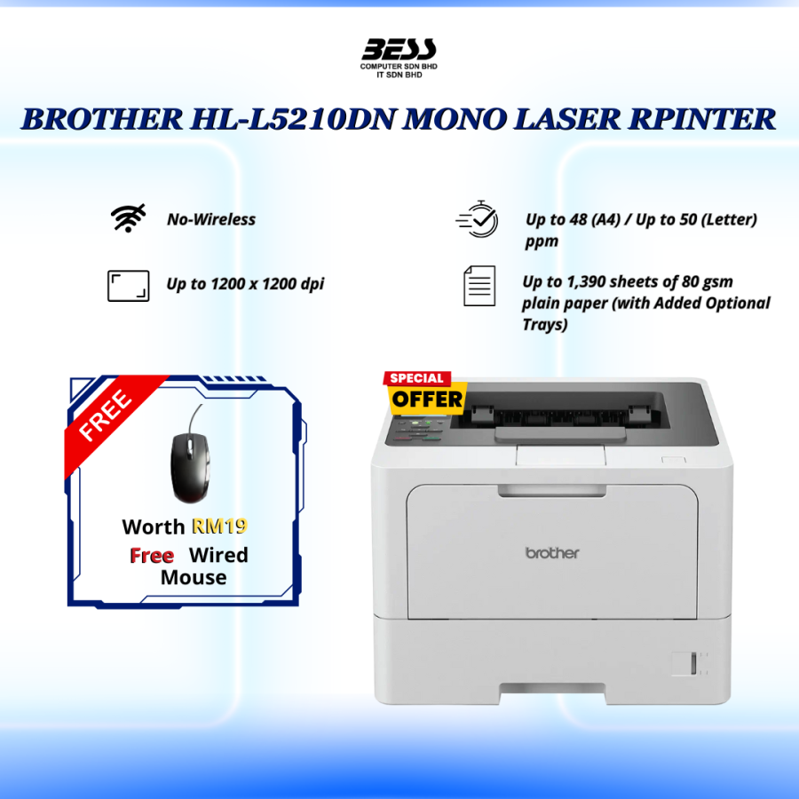 [PRE-ORDER] BROTHER HL-L5210DN MONO LASER RPINTER