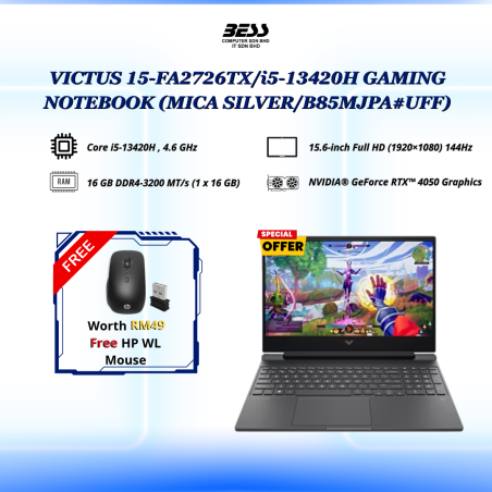 [PRE-ORDER] HP VICTUS 15-FA2726TX/i5-13420H GAMING NOTEBOOK