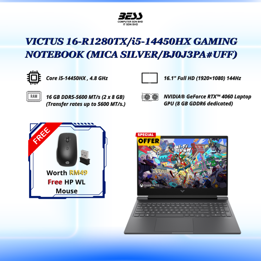 [PRE-ORDER] HP VICTUS 16-R1280TX/i5-14450HX GAMING NOTEBOOK
