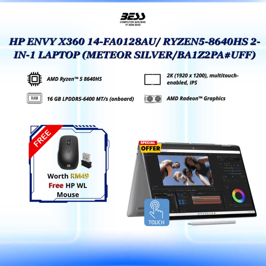 [PRE-ORDER] HP ENVY X360 14-FA0128AU/14-FA0129AU RYZEN5-8640HS 2-IN-1 LAPTOP