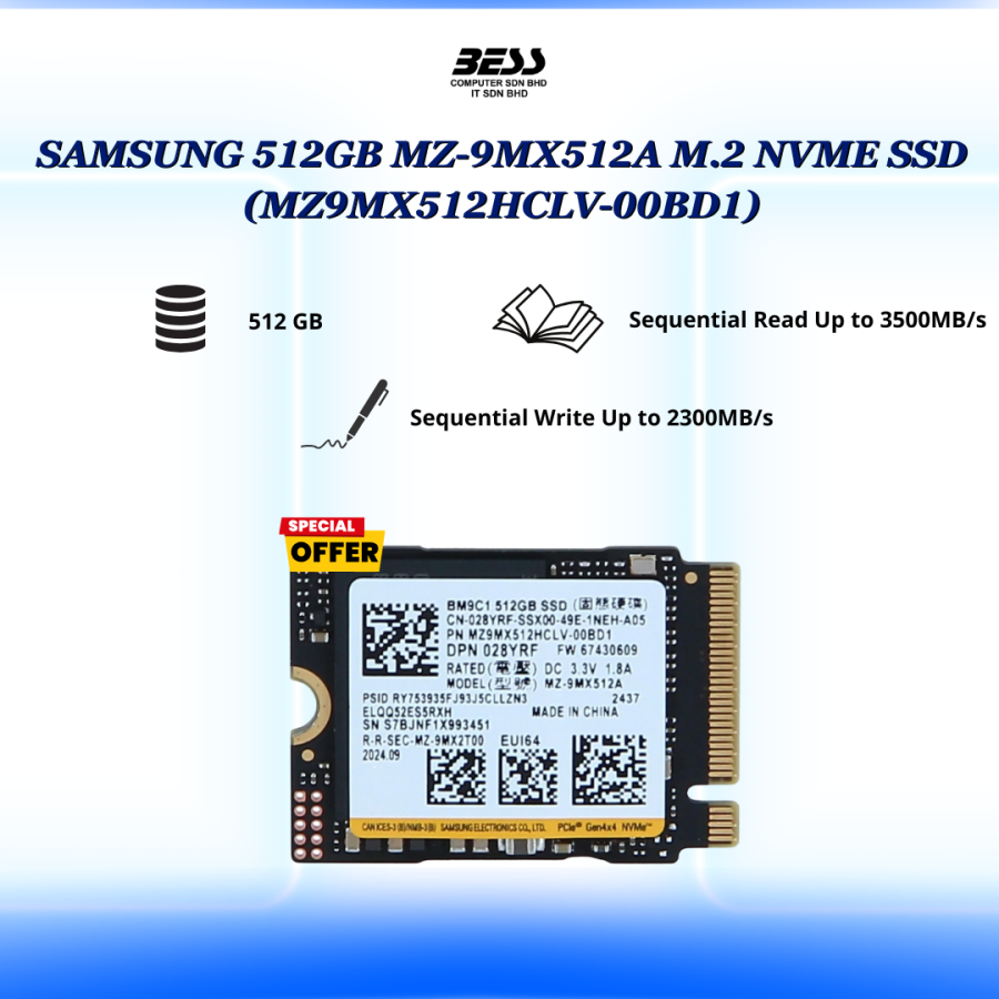SAMSUNG 512GB MZ-9MX512A M.2 NVME SSD