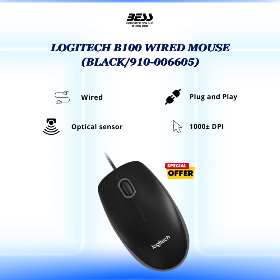 LOGITECH B100 WIRED MOUSE