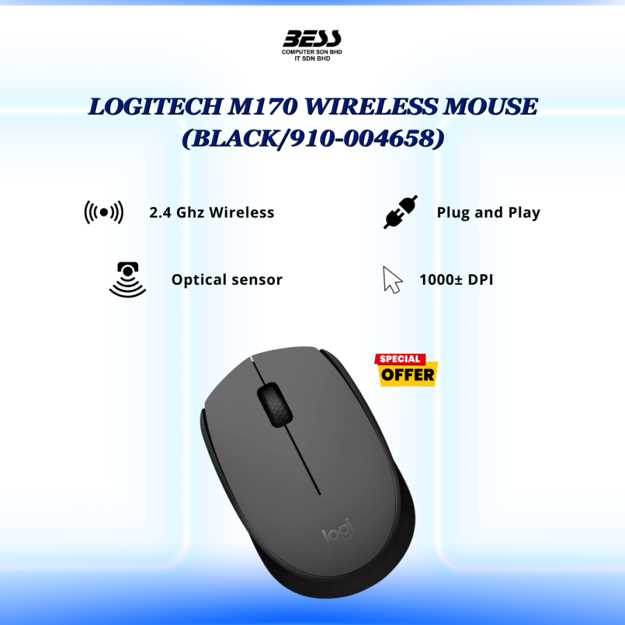 LOGITECH M170 WIRELESS MOUSE (BLACK)