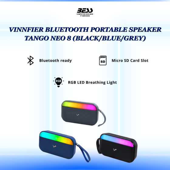 VINNFIER BLUETOOTH PORTABLE SPEAKER TANGO NEO 8 (BLACK / BLUE / GREY)