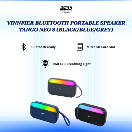 VINNFIER BLUETOOTH PORTABLE SPEAKER TANGO NEO 8 (BLACK / BLUE / GREY)