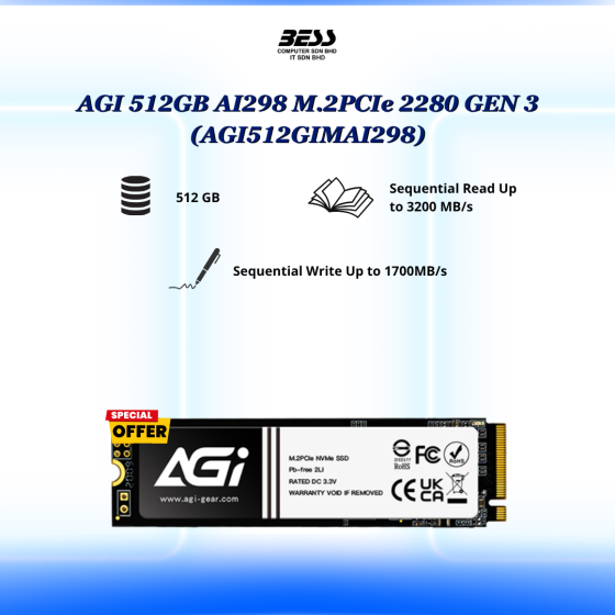 AGI 512GB AI298 M.2PCIe 2280 GEN 3