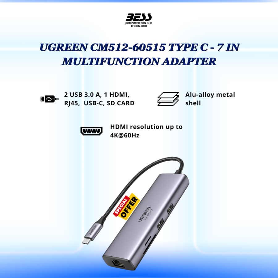 UGREEN CM512-60515 TYPE C - 7 IN MULTIFUNCTION ADAPTER UGREEN CM512-60515 TYPE C - 7 IN MULTIFUNCTION ADAPTER