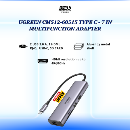 UGREEN CM512-60515 TYPE C - 7 IN MULTIFUNCTION ADAPTER