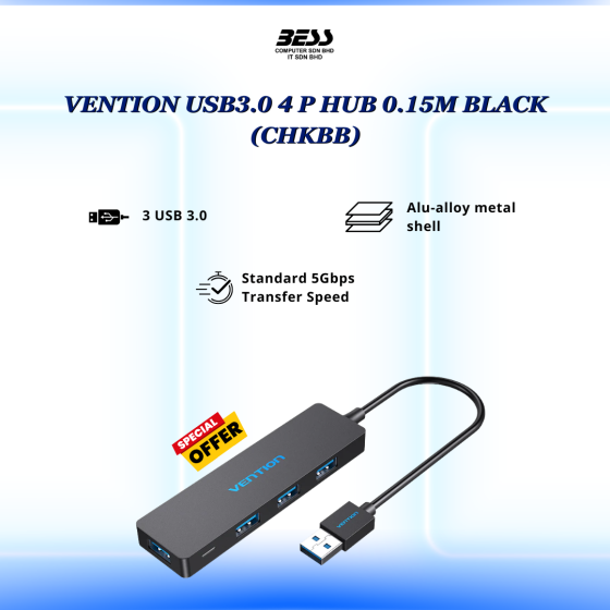 VENTION USB3.0 4 P HUB 0.15M BLACK