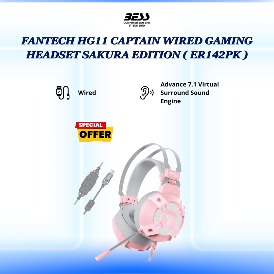 FANTECH HG11 CAPTAIN WIRED GAMING HEADSET (BLACK/SAKURA)