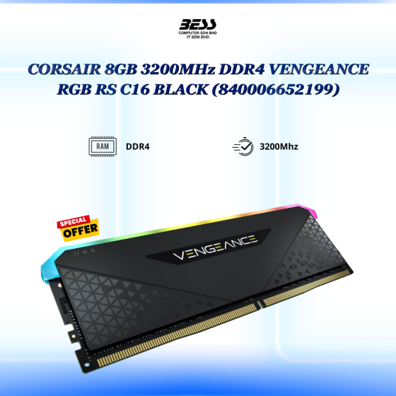 CORSAIR 8GB/16GB 3200MHz DDR4 VENGEANCE RGB RS C16 BLACK