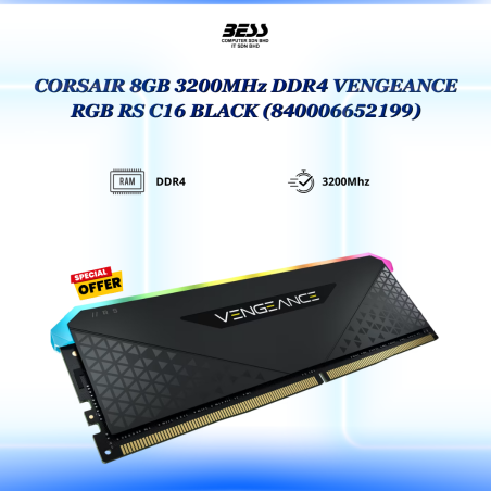 CORSAIR 8GB/16GB 3200MHz DDR4 VENGEANCE RGB RS C16 BLACK