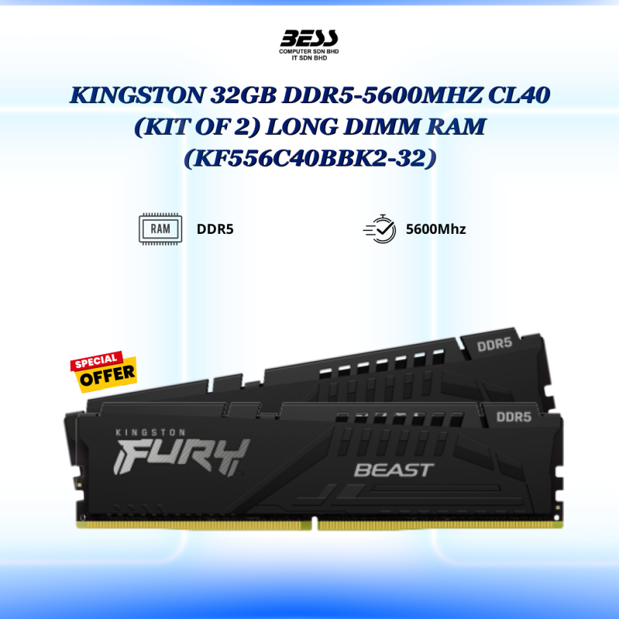 KINGSTON 32GB DDR5-5600MHZ CL40 (KIT OF 2) LONG DIMM RAM