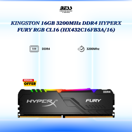 KINGSTON 16GB 3200MHZ DDR4 HYPERX FURY RGB CL16