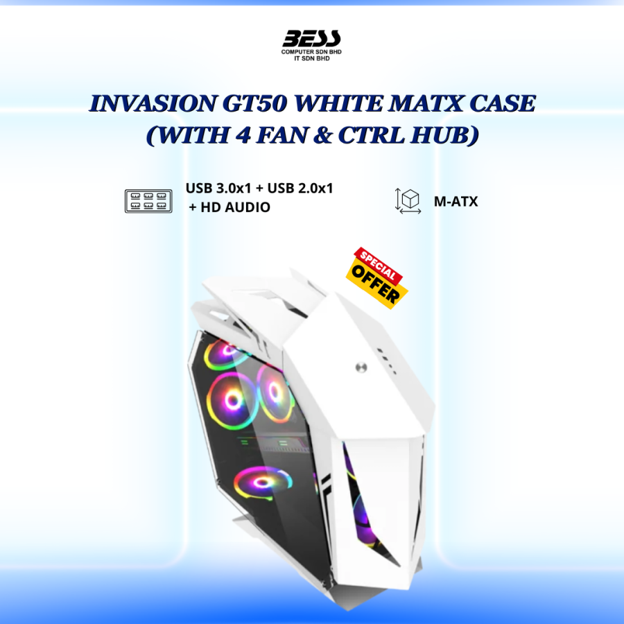 INVASION GT50 MATX CASE (COMES WITH 4 FAN & CTRL HUB)