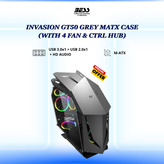 INVASION GT50 MATX CASE (COMES WITH 4 FAN & CTRL HUB)