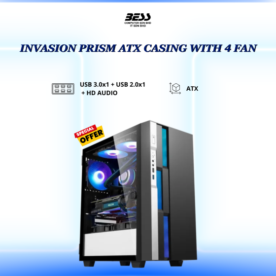 INVASION PRISM ATX CASING WITH 4 FAN