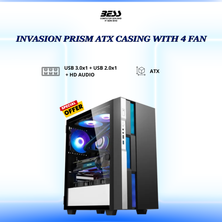 INVASION PRISM ATX CASING WITH 4 FAN