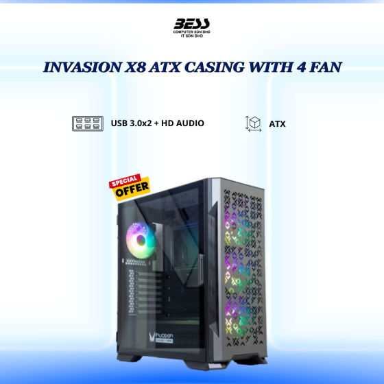 INVASION X8 ATX CASE WITH 4 FAN