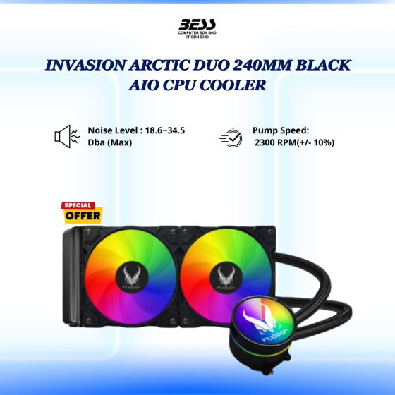 INVASION ARCTIC DUO 240MM BLACK/WHITE AIO CPU COOLER