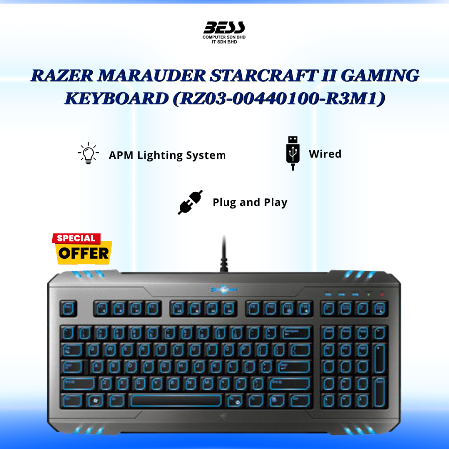 RAZER MARAUDER STARCRAFT II GAMING KEYBOARD (RZ03-00440100-R3M1)